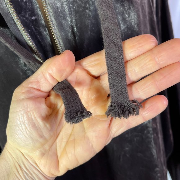 Gold Hawk Size XS Brown Velvet Hooded Jacket 1/2 Zip Pullover - Picture 4 of 11